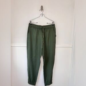 Garnet Hill Army Green Tencel & Linen Blend Joggers